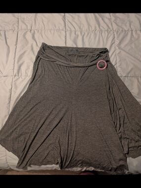 Women’s Grey Maxi Skirt with Waist Ring Detail
